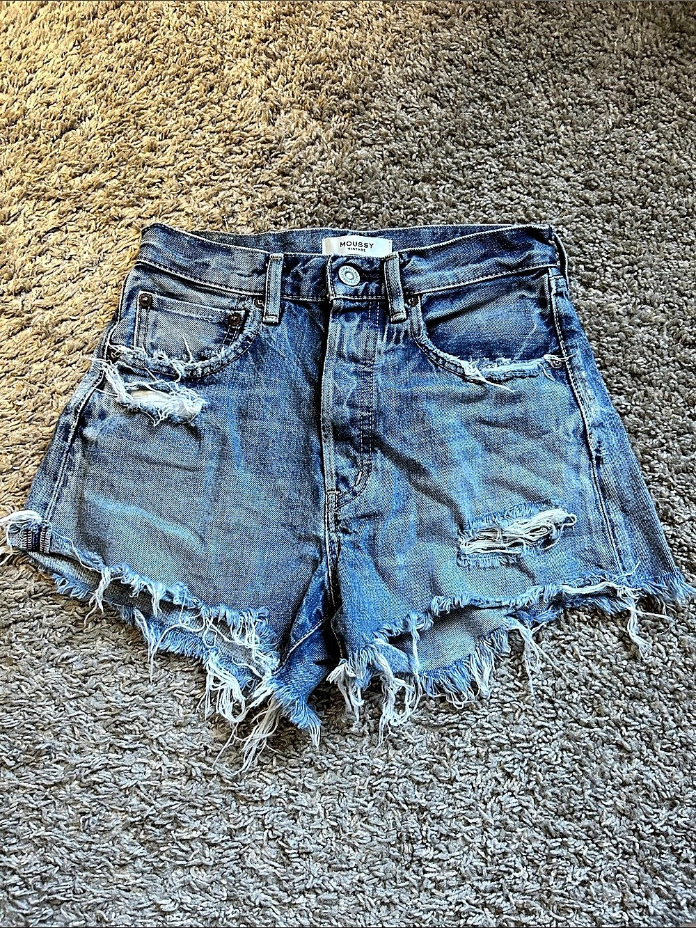 Moussy Denim Jean Shorts Waist 24 Blue